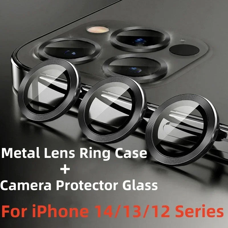 Protecteur d'anneau d'objectif en métal, verre pour IPhone 14 15 16 Pro Max, Film de protection d'appareil photo pour IPhone 15 Plus 15 Pro Max, 2-3 pièces