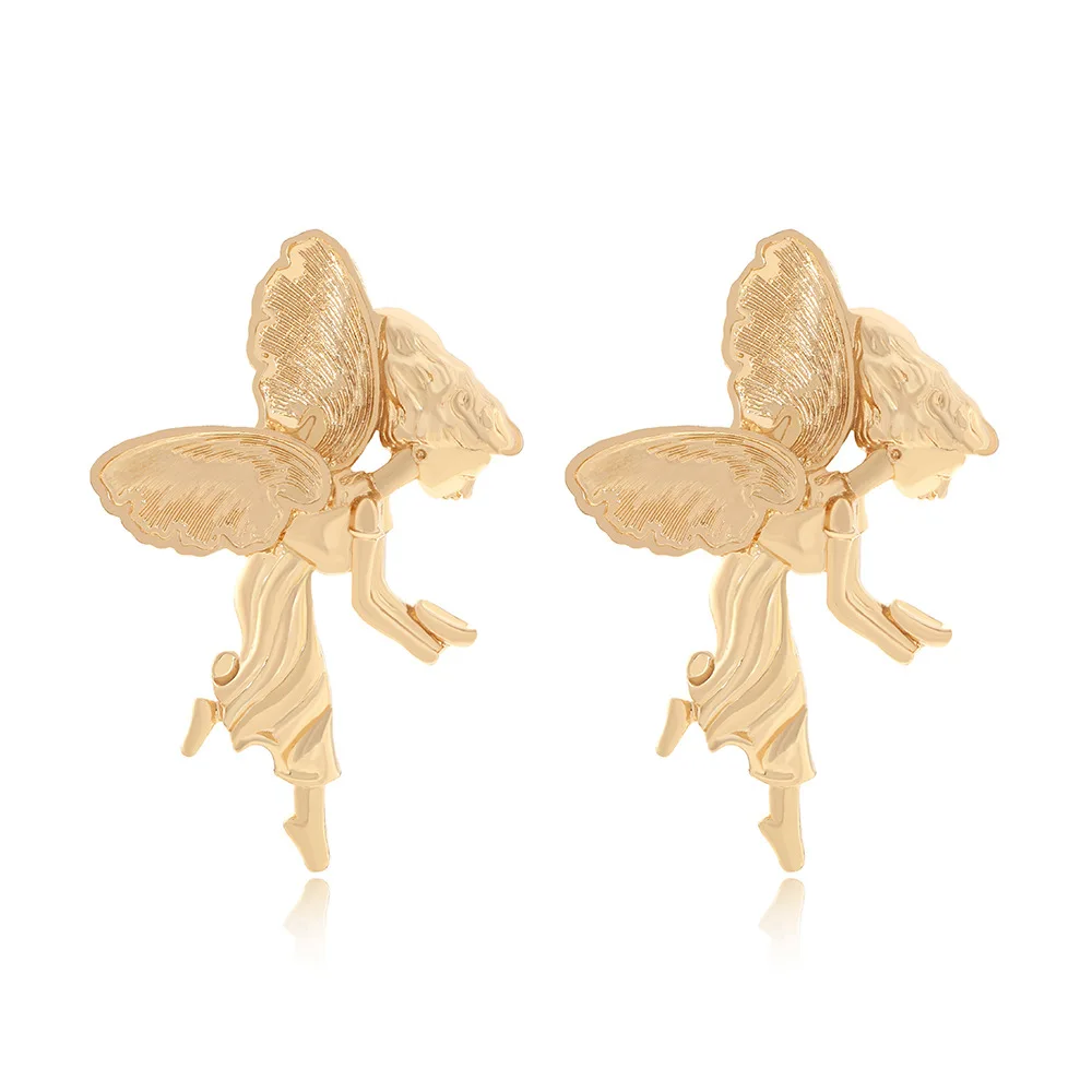 Artistic retro texture angel earrings creative design court style Norse mythology Muse earrings