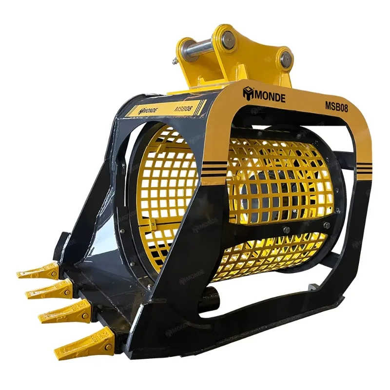 Rock Rolling Stone Screen Excavator Bucket for Soil Screening Rotary Mesh Size Customizable for