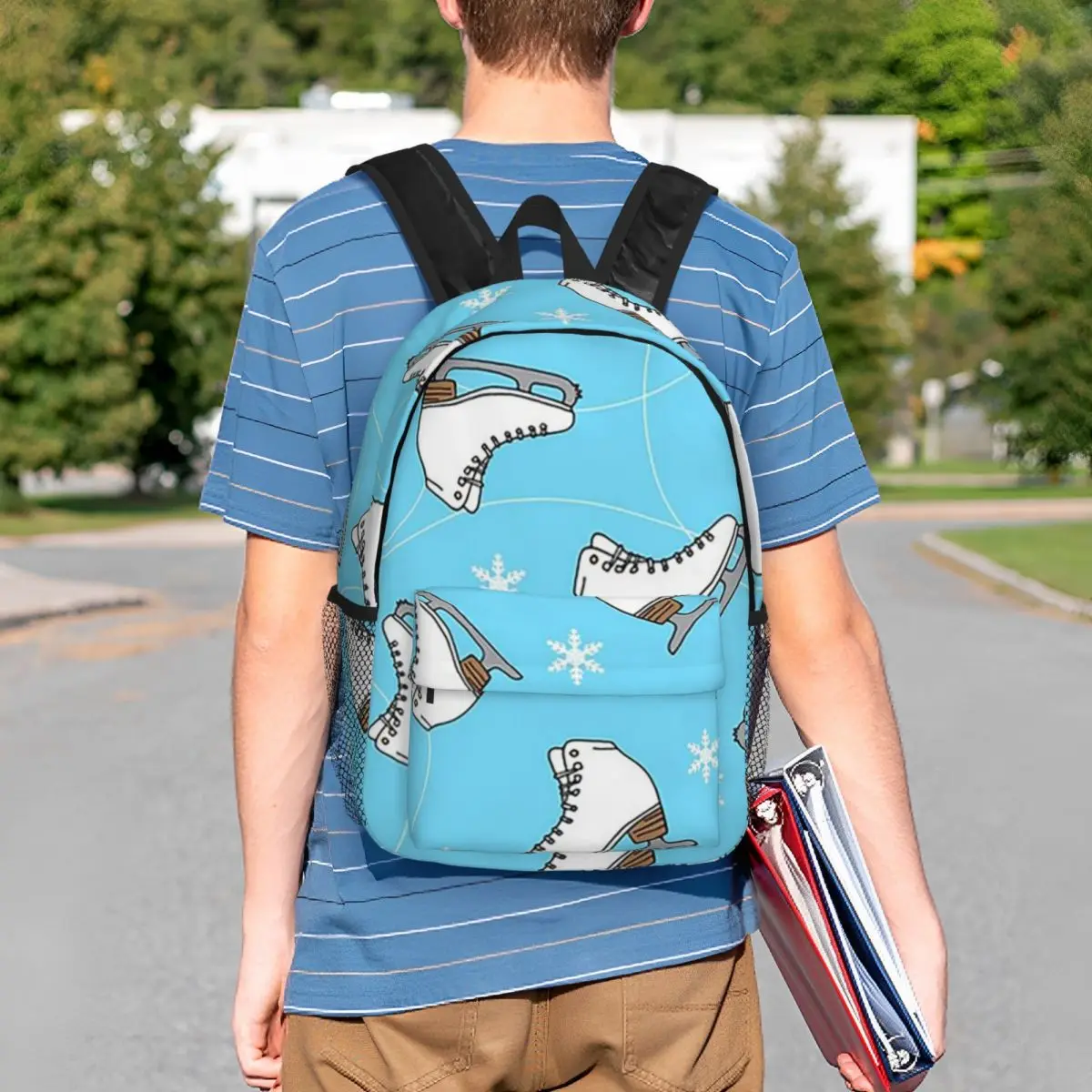 Colorful Ice Skates Pattern Backpack Student BookBag Kids School Bag Laptop Shoulder Bags for Men Women