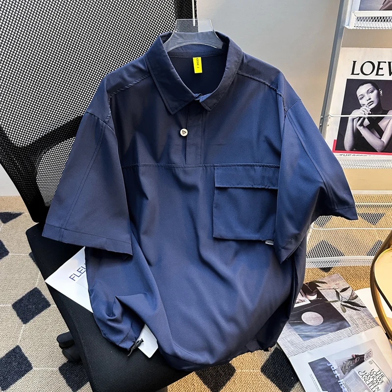 

Loose Fit ort Sve Collared irt Men's Summer Casual Wear Japanese Retro Workwear f Sve Pullover Faion Trend