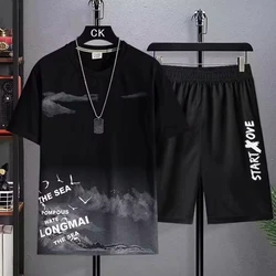 Trendy Suits for men Men's Summer Shorts Set Gym Outfit Student Short Sleeve Tee 2 Piece Set Tracksuits Men Casual Men Clothing