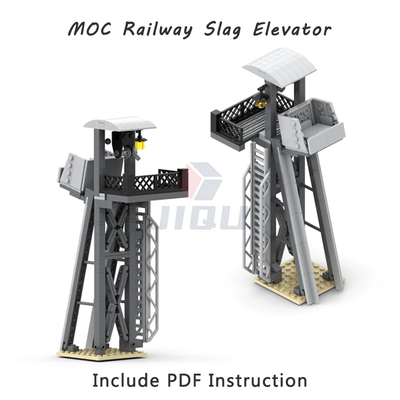 MOC Railroad Slag Elevator Model Set Building Blocks Compatible Railway Track Parts City Train Street Scene Bricks Kid Toy Gifts