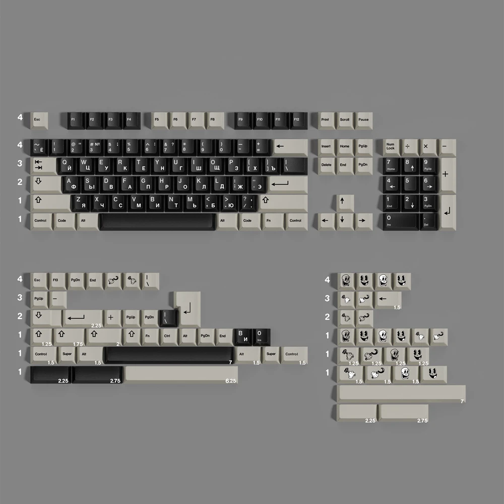 PBT Russian Cyrillic Rubber Keycaps Cherry Profile Keycap 5 Side Dye Sublimation Key Caps For MX-style Keyboard ANSI/ISO layout