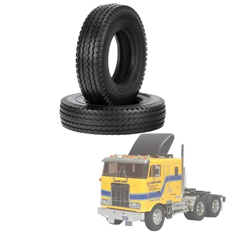 2Pcs 19Mm Hard Rubber Tires For 1/14 Tamiya RC Semi Tractor Truck Tipper SCANIA MAN King Hauler ACTROS Upgrades Parts