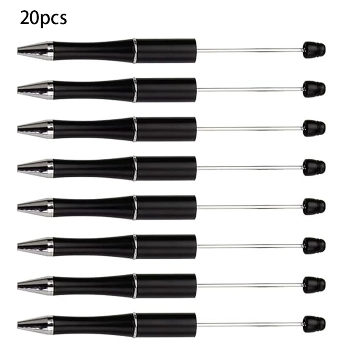 20Pcs DIY Beaded Pens Rotating Plastic Beaded Ballpoint Pen Shaft for DIY Pen Decoration Supplies Office School(Black)