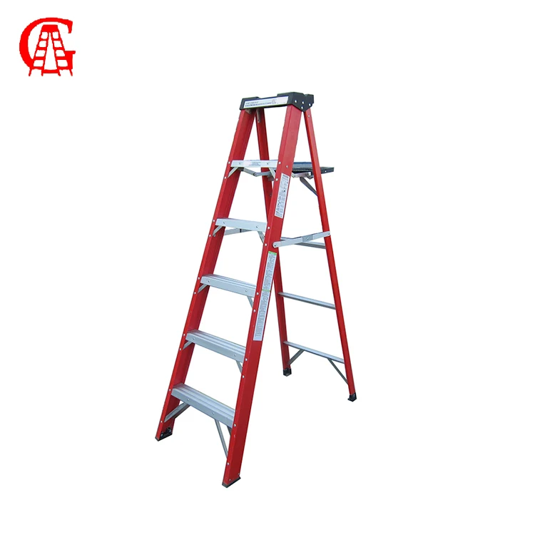 Fiberglass Foldable Folding Tool Tray Ladder with 6 Step Professional Industrial Engineering Step Stool Climbing Tool Pro