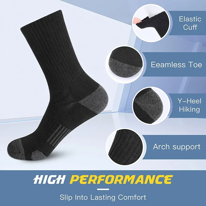 5 Pairs of High-Quality Men\'s Outdoor Cycling Running Socks Comfortable and Soft All Season Oversized Sports Socks Set