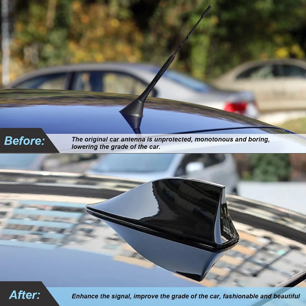 

Shark Fin Antenna For Car Premium Metal Radio Signal Cover Auto Roof Aerial Base Suv Hatchback Motorcycle Antenna Mount