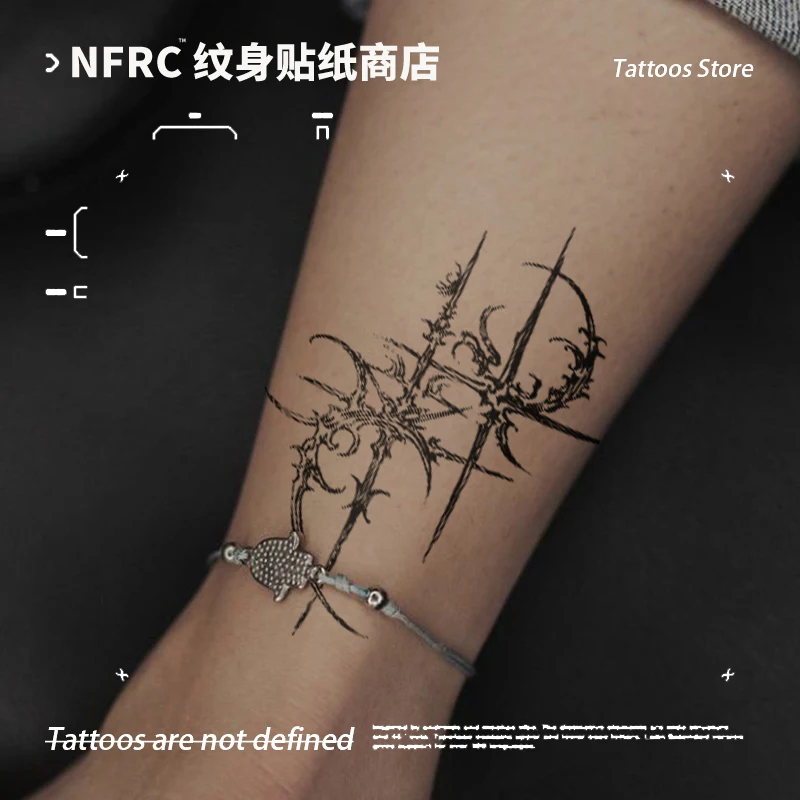 

Сексуальная готическая татуировка с крестом и травяным соком, наклейка для мужчин и женщин, водонепроницаемая временная татуировка, поддельная татуировка Y2K, Хэллоуин, новинка 2025 г.