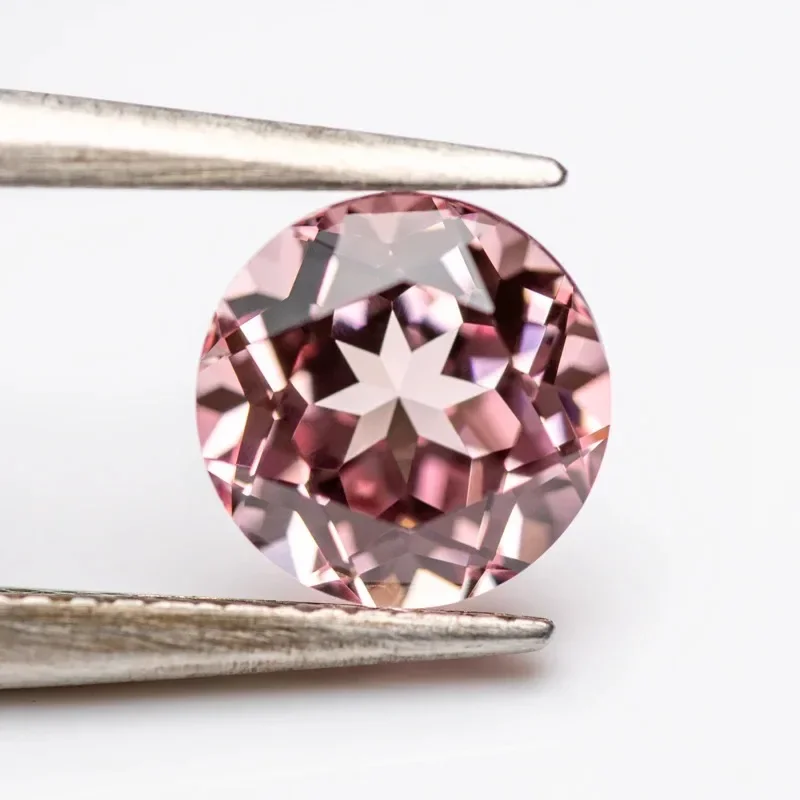 Lab Grown Sapphire Sakura Pink Color Round Shape Top Quality Charm Beads for Diy Jewelry Making Rings Selectable AGL Certificate