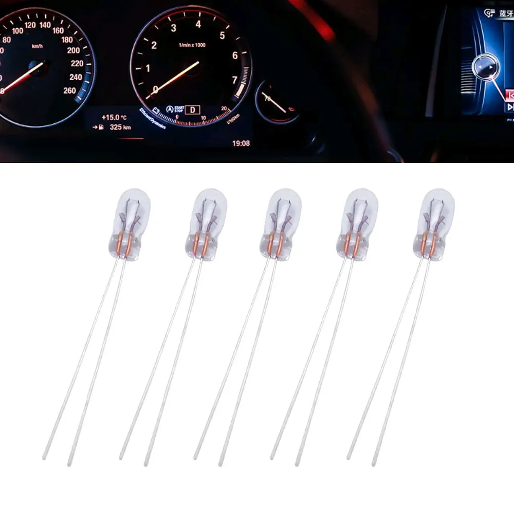 5pcs Universal Auto Instrument Bulbs Car Gear Indicator Light Dashboard Light T3 T4 T5 12V Car Signal Lamp Car Light Accessory