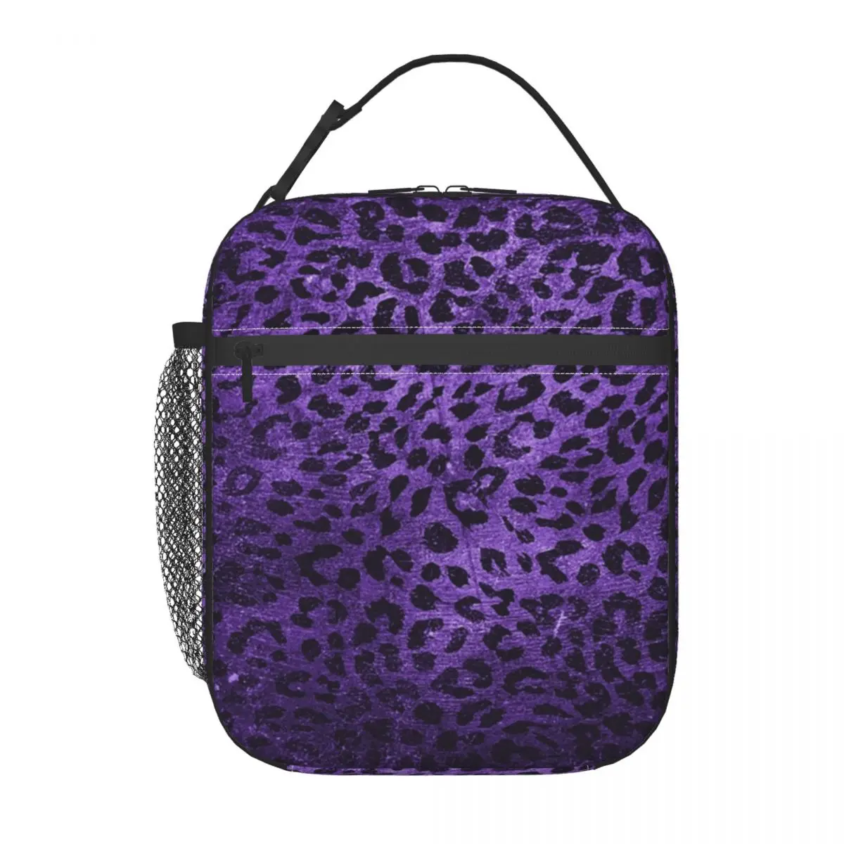 Distressed Purple Leopard Print Insulated Lunch Bag for Women Kids Portable Food Boxes Thermal Lunch Box Tote