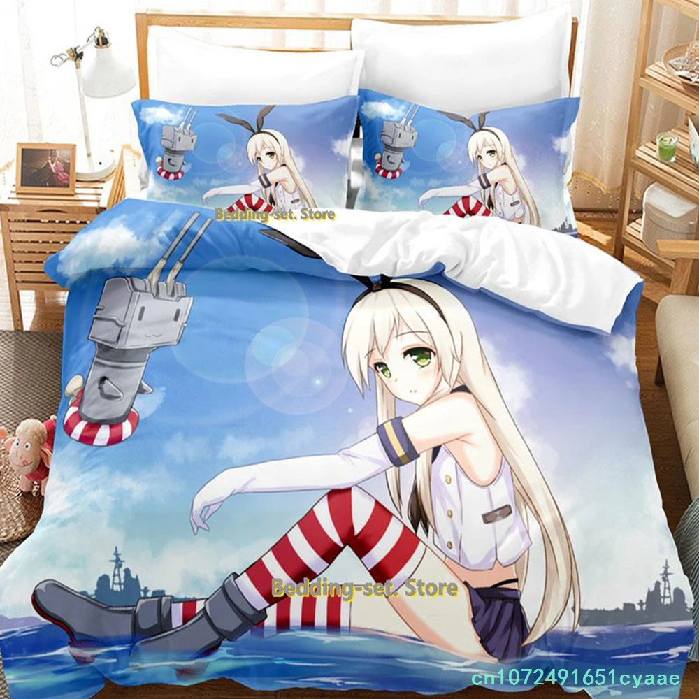 新しい艦隊コレクション寝具セット漫画アニメ-3-点セット大人子供寝室布団カバーセット-3d-かわいい女の子ツインセット