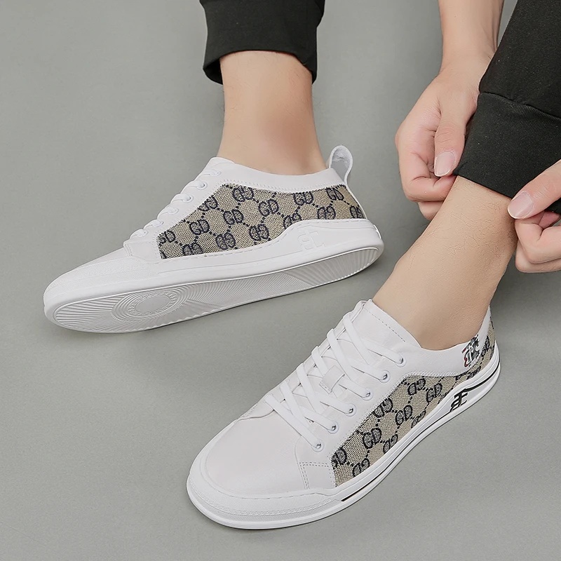 أحذية رجالية فاخرة خفيفة 2025 الربيع والخريف جديد الرجال أحذية من الجلد الحقيقي أحذية رجالية عصرية متعددة الاستخدامات منخفضة أعلى عادية Snea