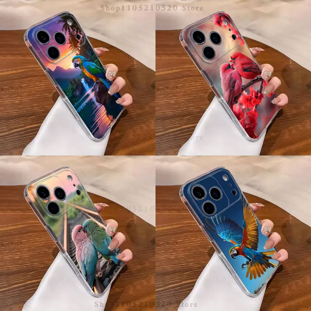 

Birds Animal Parrot Phone Case For iPhone 17,16,15,14,13,12,11 Pro,Max,Plus,XR,Mini,E Clear Full-coverage Soft Cover