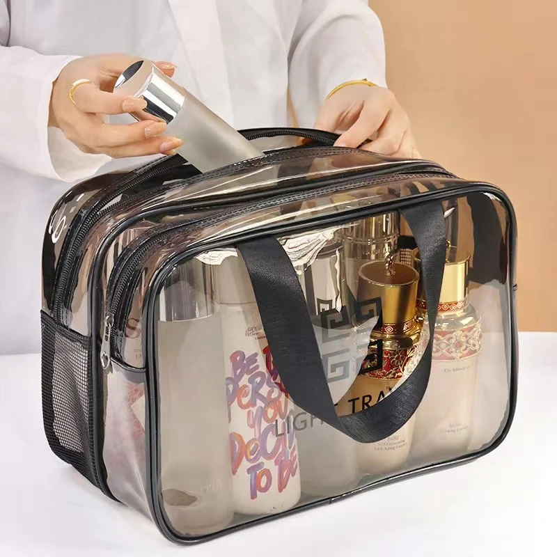 Portable Travel Clear Storage Bag PVC Makeup Bag Waterproof Washbag Transparent Large Capacity Women\'s Portable Cosmetic Cases