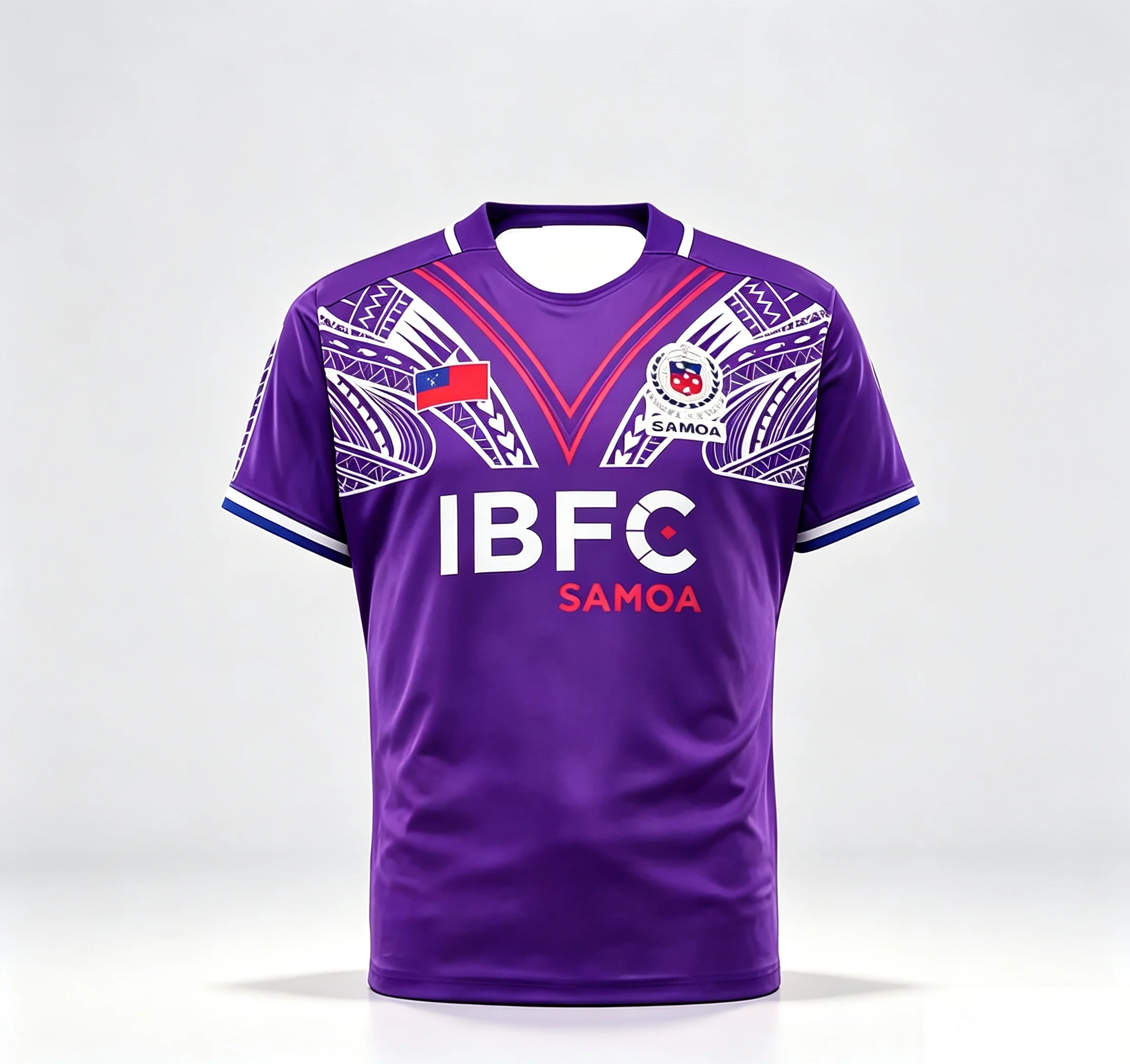2026 IBFC Samoa Fußballtrikot Herren Kurzarm, Rotes Polynesisches Stammesmuster Schnelltrocknendes Fußballshirt Familien-Partnerlook – Detail 8