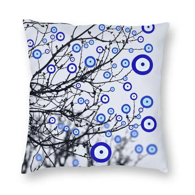 Turkish Evil Eye Cushion CoverPrint Mediterranean Amulet Throw Pillow for Sofa  Case Home Decor Decorative