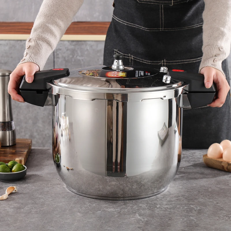 

Large capacity stainless steel pressure cooker, compatible with stoves, used for safe cooking, canning, and stewing