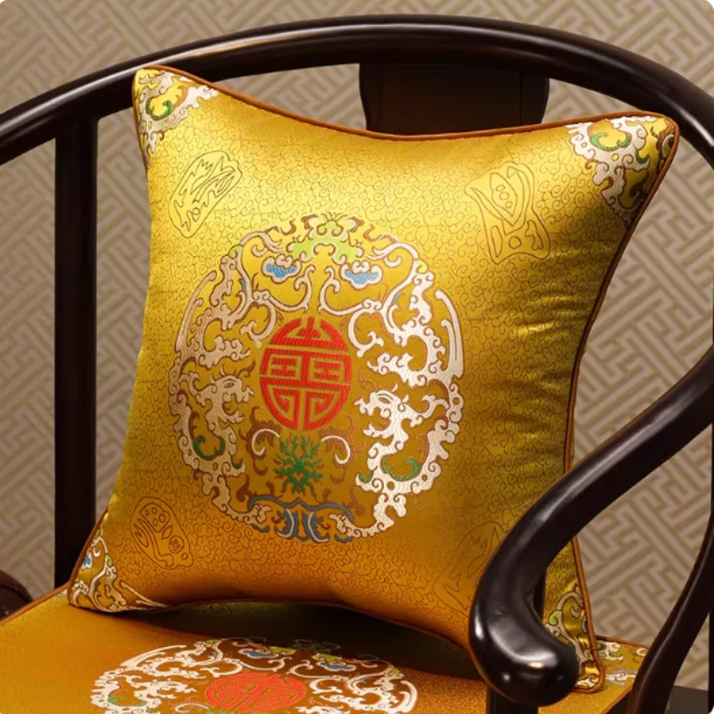 Chinese-style Redwood Sofa Throw Pillows for Living Room Solid Wood Chairs Large Backrest Red Throw Pillow Cover