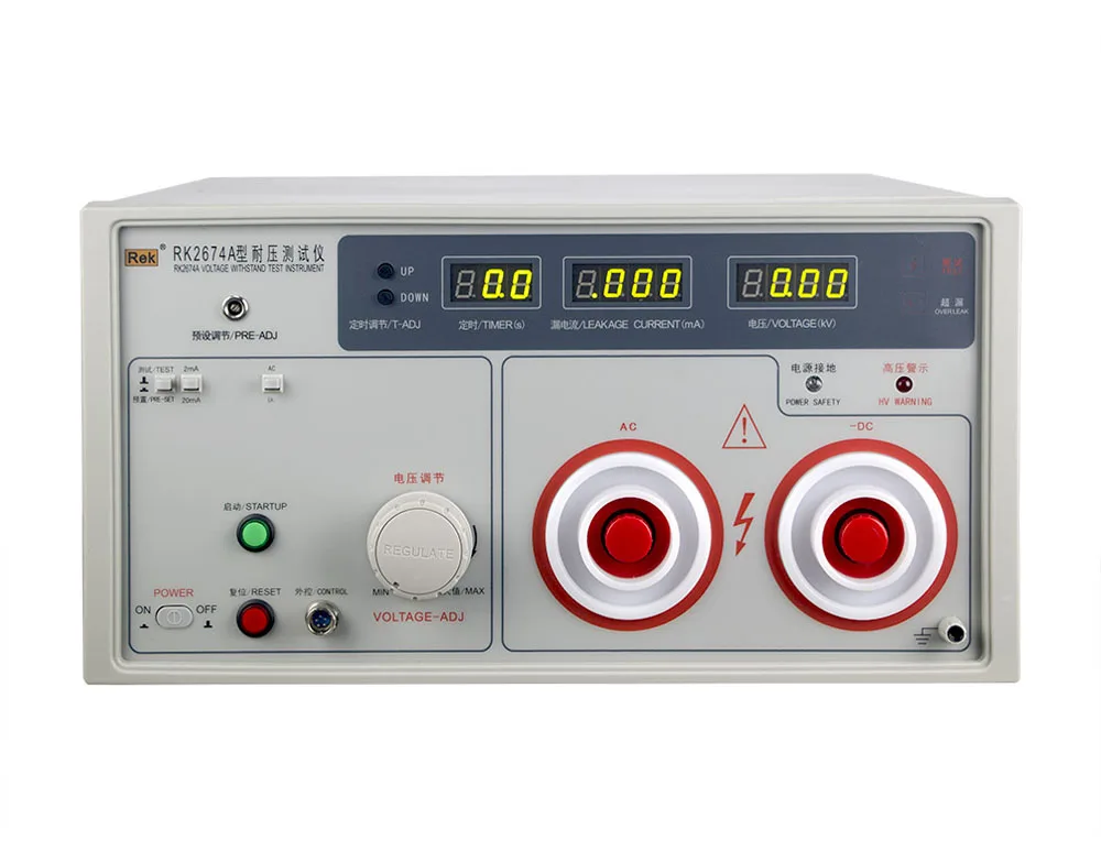 

Новый тестер выдерживаемого напряжения RK2674A AC/DC 20 кВ, AC 20 мА, DC 10 мА, высокоточный цифровой электрический тестер Hipot для проверки безопасности