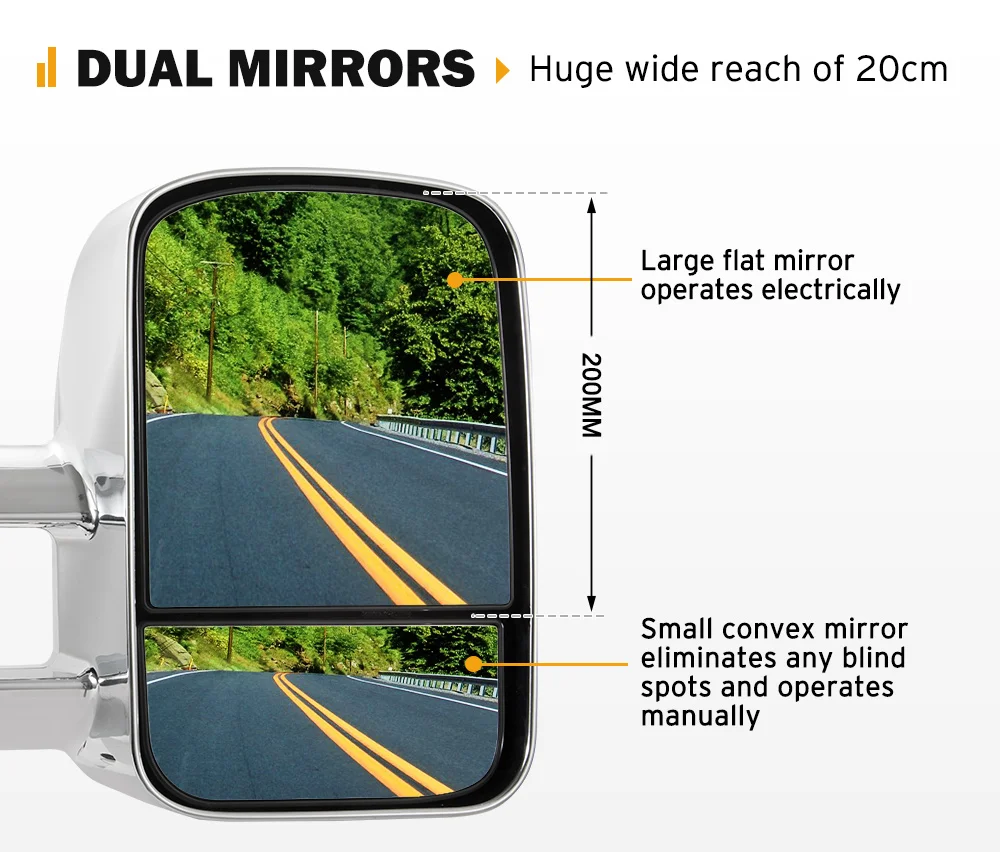 Extendable Side Rearview Towing Mirrors For Mitsubishi Triton MQ/MR 2015 - ON