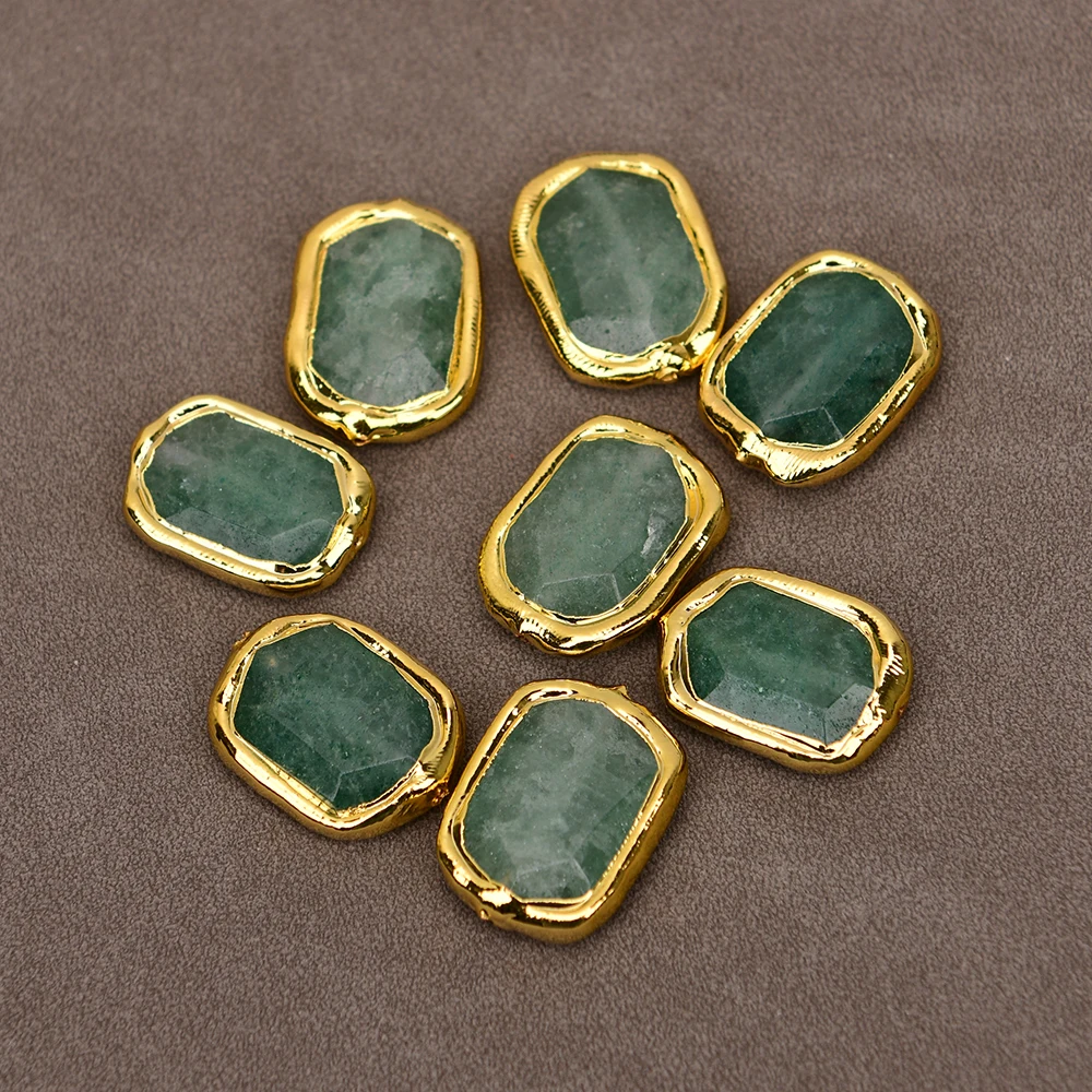 5Pcs Natural Green Strawberry Quartz Crystal Rectangular Freedom Beads For Pearl Jewelry DIY