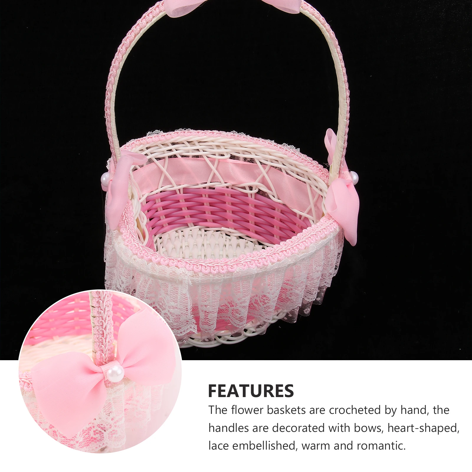 

1pc -Shaped Pink Wedding Petal Basket 17x21cm Handmade Rose Baskets for Bridal Elegant Keepsake