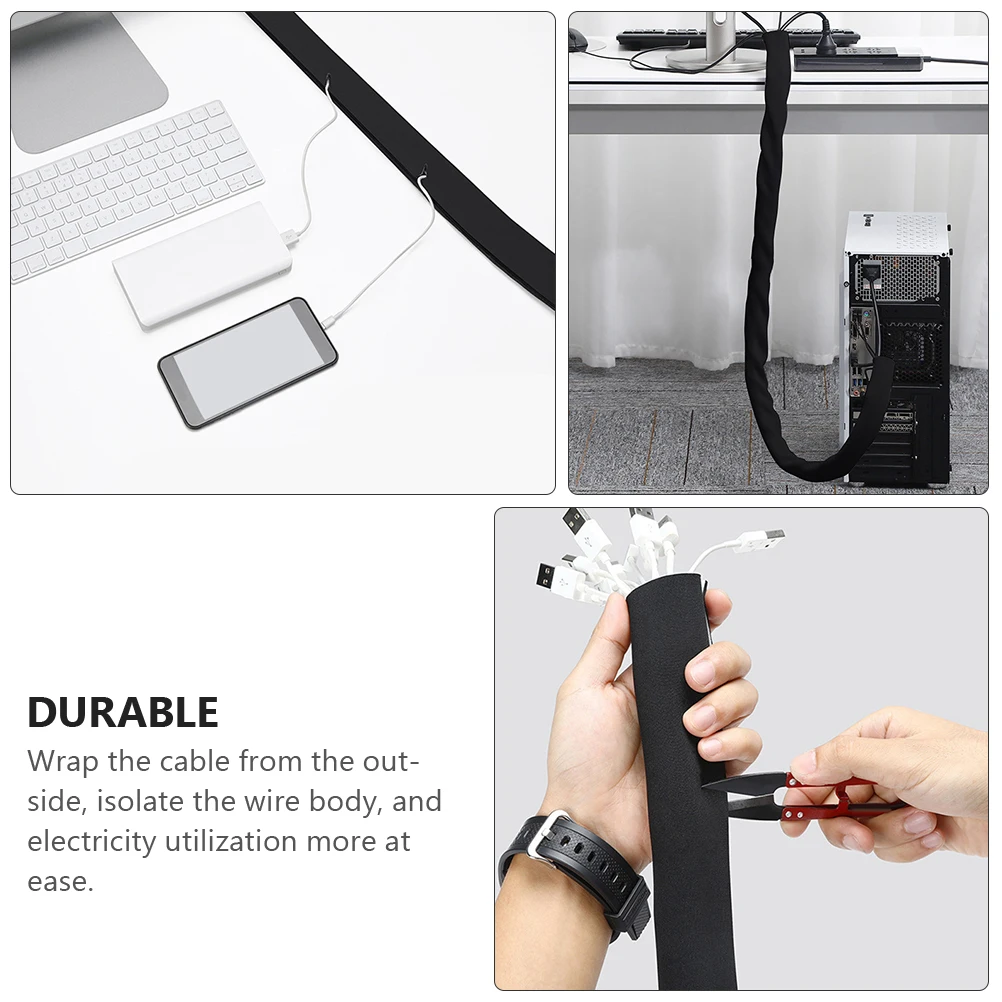 

2 Rolls 1M Neoprene Cable Storage Wrap Hook Loop Cord Protector Cable Management Sleeve Wire Organizer Sleeve Cord Protective