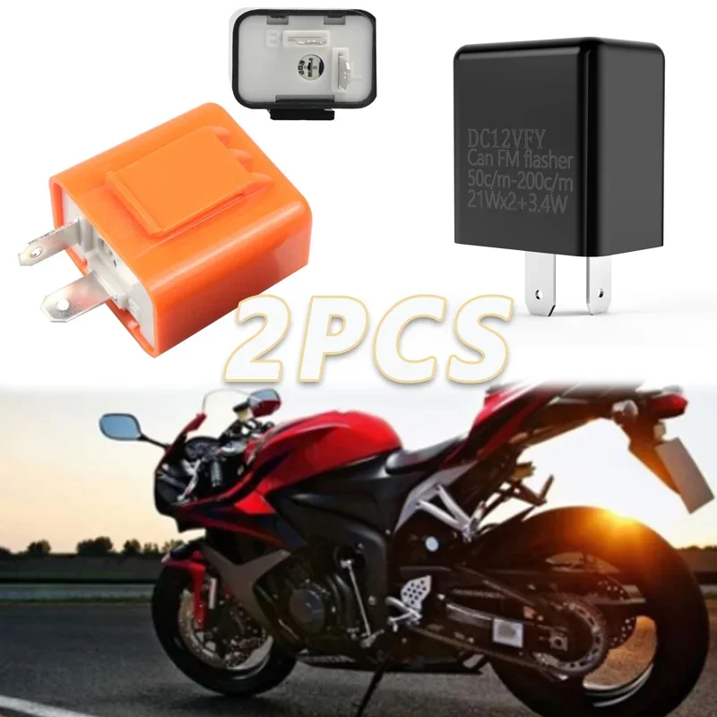 2pcs Universal 2 Pin Led Flasher Relay Motorcycle Switch Flasher Turn Signal Light Speed Adjustable Moto Electronic Relay Winker