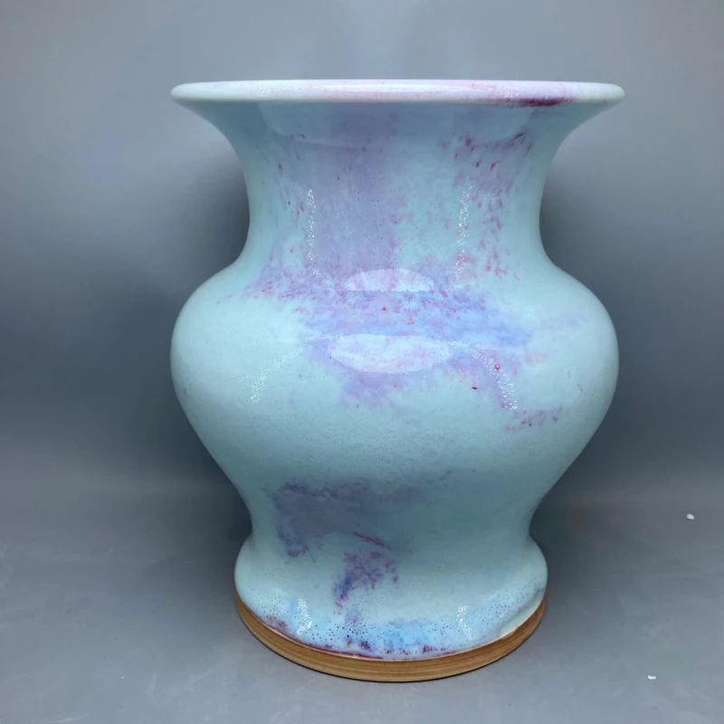 Large mouth porcelain vase Jun porcelain decoration bottle interior decoration ice crack open slice ore glaze water Flower Vase