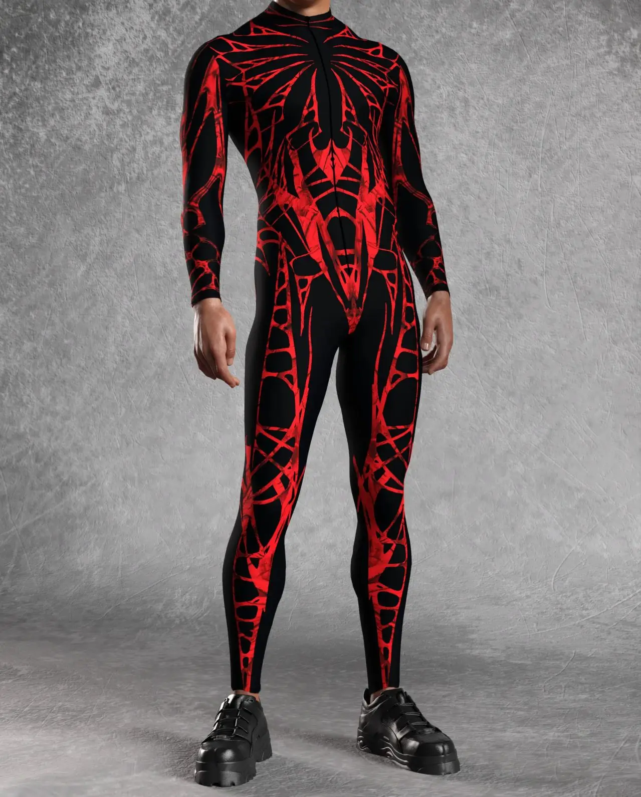 Halloween Schwarz-Weißes Spinnennetz Cosplay Bodysuit Kostüm Karneval Kunst Slim Jumpsuit Performance Karnevalsparty Zentai – Detail 11