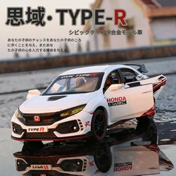 1:32 HONDA CIVIC TYPE-R Diecast & Toy Vehicle Metal Car Model Sound Light Collection Car Toy For Children Birthday Gift Ornament