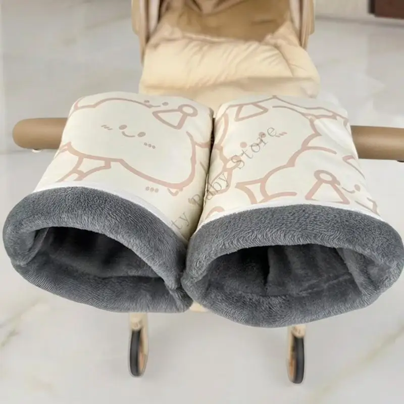 Universal Waterproof Windproof Baby Stroller Hand Warmers Winter Thick Fleece Lining Pushchair Gloves Handmuff Pram Mittens