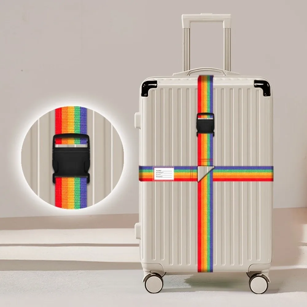 Rainbow Name Sticker Suitcase Belts Travel Suitcase Accessories Packing Belt Baggage Belts Luggage Buckle Strap