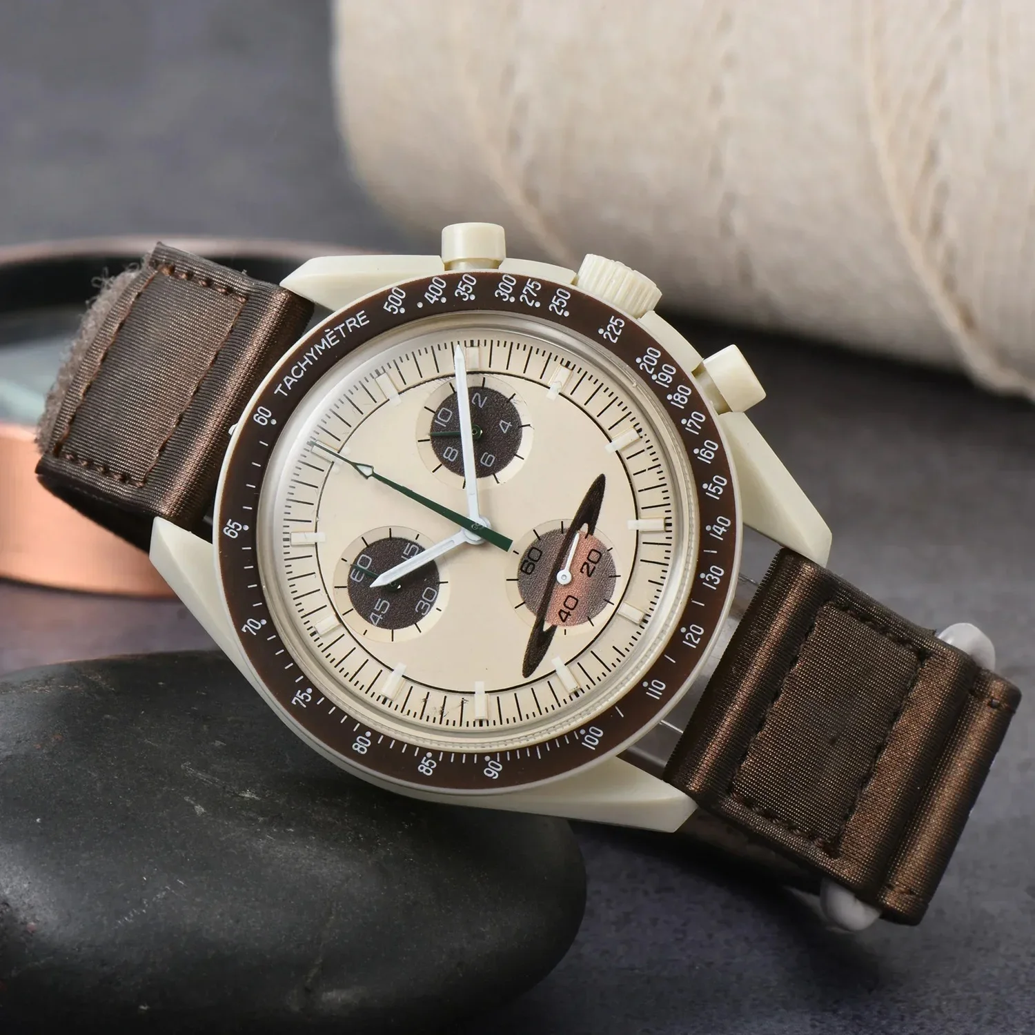 

Hot sale Original Quartz Watches Brand Multifunction Plastic Case Moonwatch For Mens Ladies Chronograph Explore Planet AAA Clocks