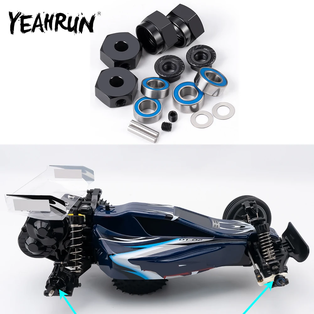 

Металлический адаптер-переходник YEAHRUN для колесных дисков 1/10 Tamiya DT02, запчасти для тюнинга радиоуправляемых моделей автомобилей и багги