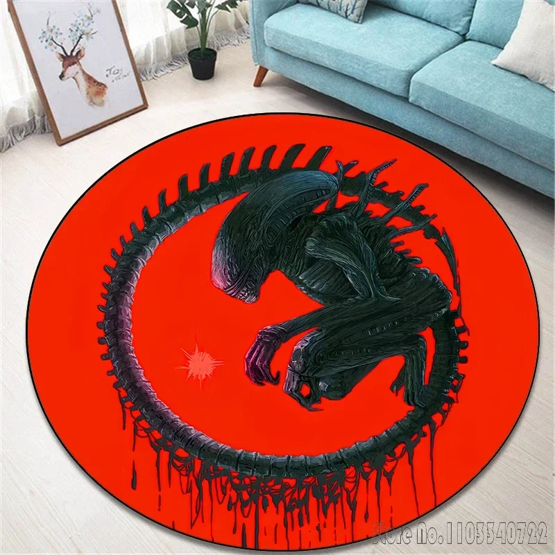 

Cartoon Alien Round Carpet 120cm Crawling Game Non-slip Floor Mat for Kids Rug Living Room Decor