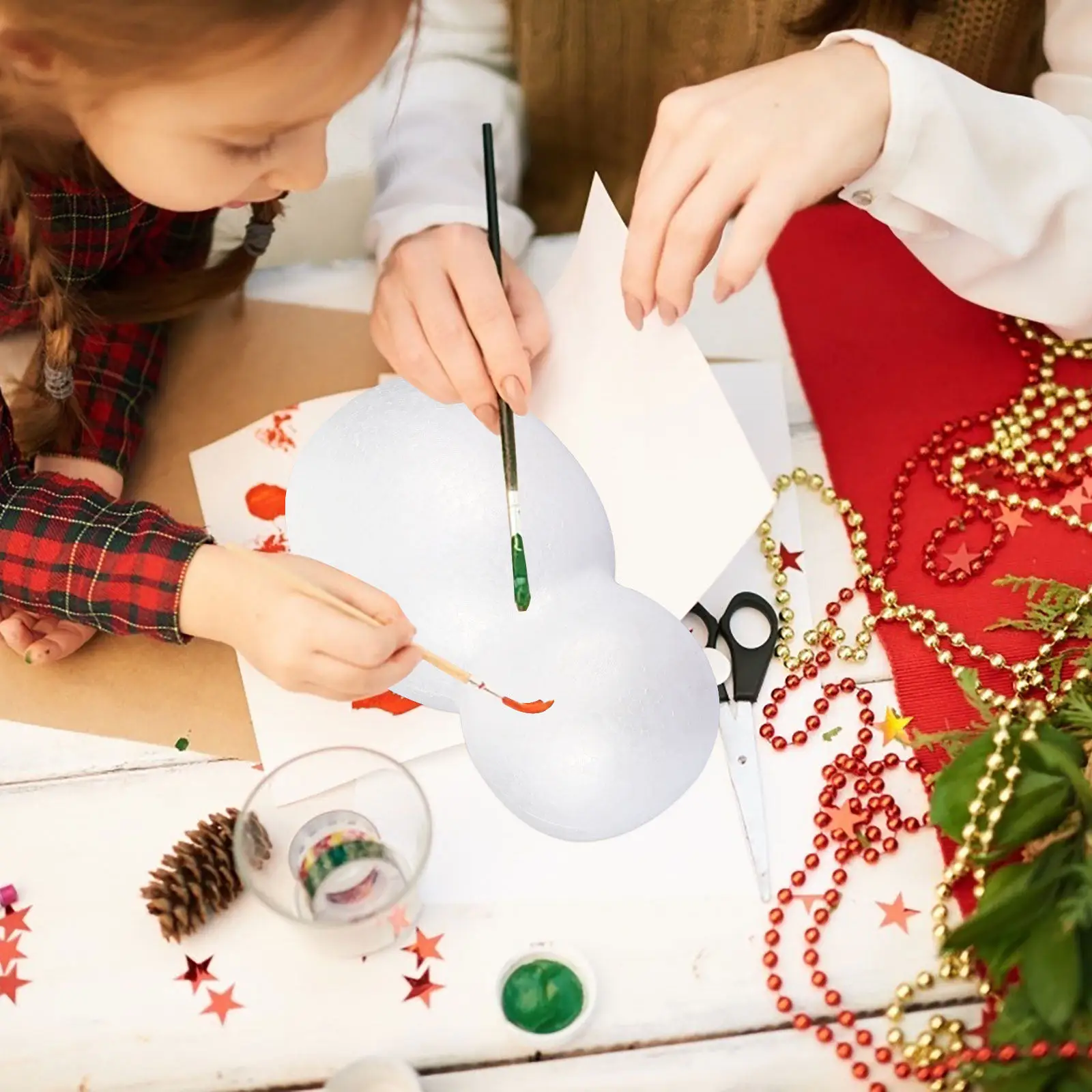 Snowman DIY Craft Kit White Polystyrene Moulds for Kids Hands on Learning Christmas Room Decoration Creative Modeling Activity