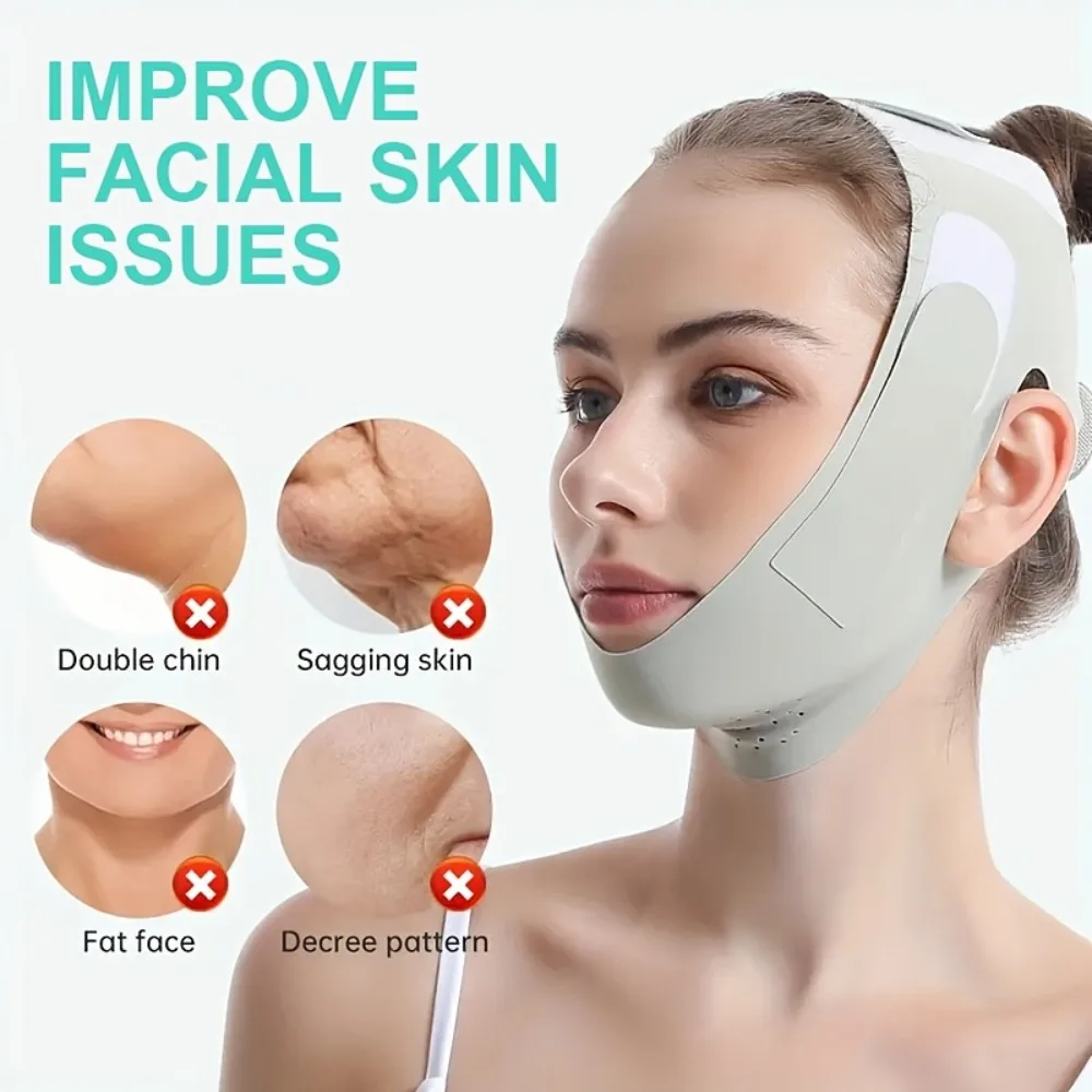 2Pcs Facial Lifting Straps Jaw Exercise Equipment Double Chin Reducer V Shaped Tightening Face Strap Facial Exerciser Jawline