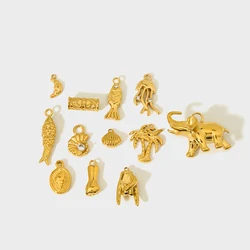 Hot Selling Creative Cute 14k Gold Plated Shell Fish Elephant Jellyfish Pendant Non Tarnish Stainless Steel DIY Jewelry Making