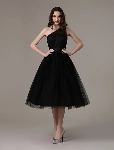 

Customized Fashion Tulle Sash Pleat A-line One-shoulder Midi Dresses Bespoke Occasion Dresses Classic Exquisite Sizes Available