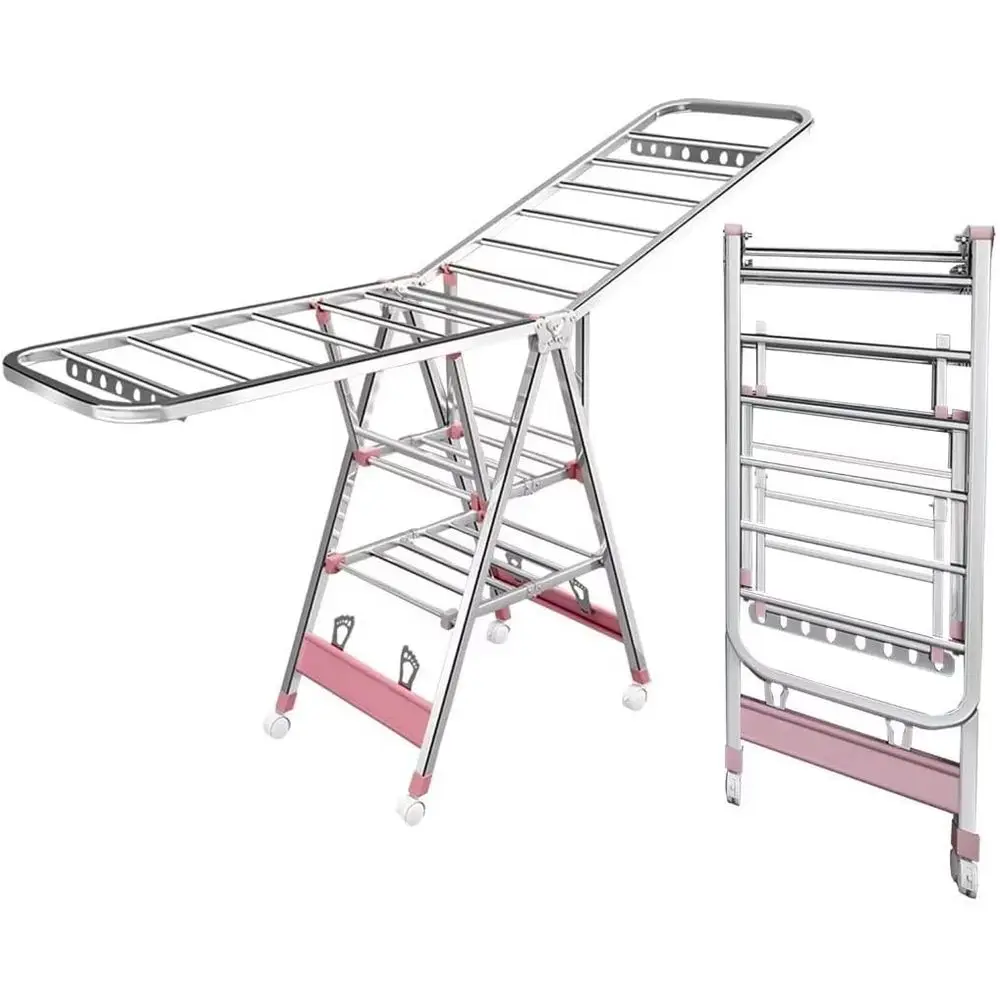 

Регулируемая 3-уровневая складная сушилка для белья с регулируемыми по высоте крыльями, зажимами для носков, для одежды, постельного белья и обуви (1 шт.)