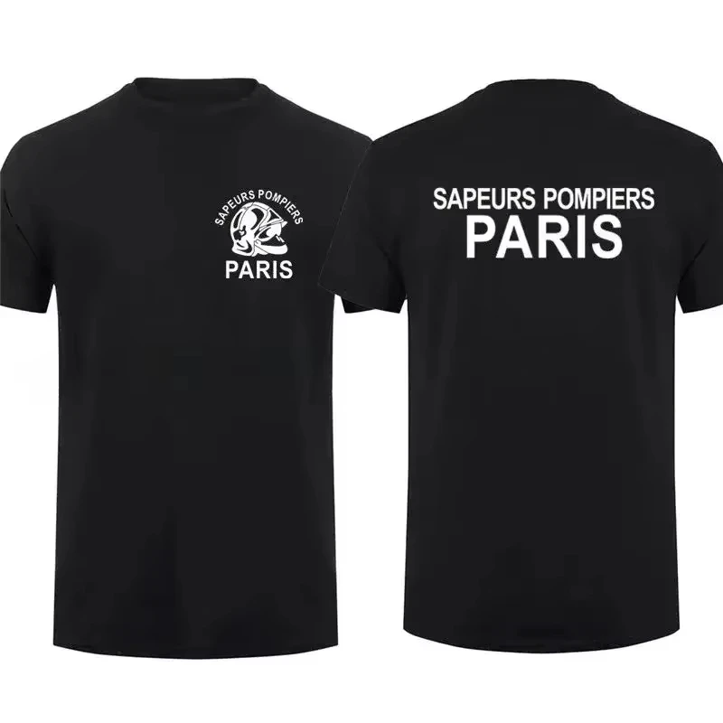 Paris Firefighter Men's and Women's Short-Sleeved T-Shirt Streetwear Pattern T-Shirt Casual Hip-Hop Fashion Style