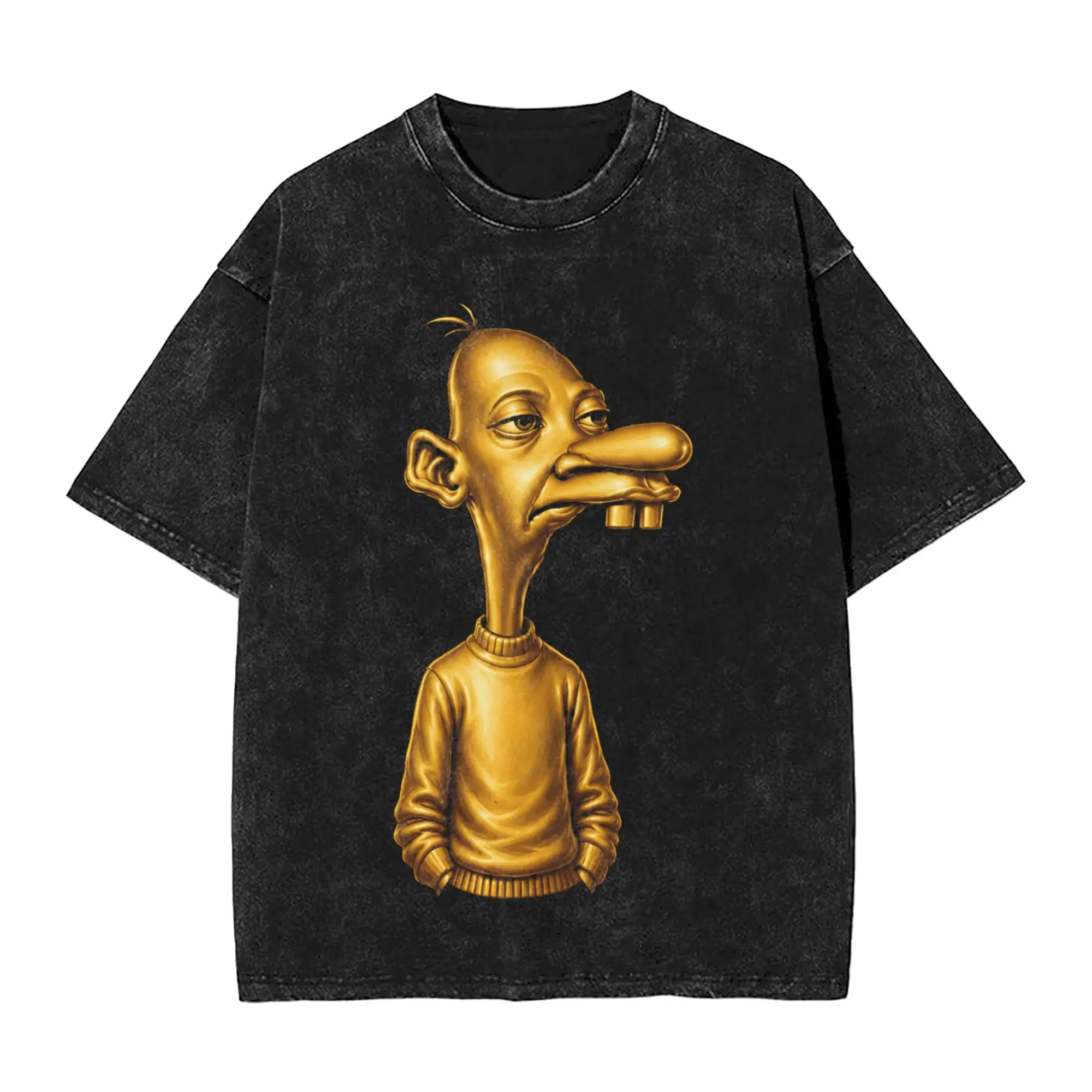 Washed T Shirt Golden Neegy Meme Funny Internet Brainrot Gen Z T-Shirts Street  Streetwear Cotton Summer Tops Tees for Men