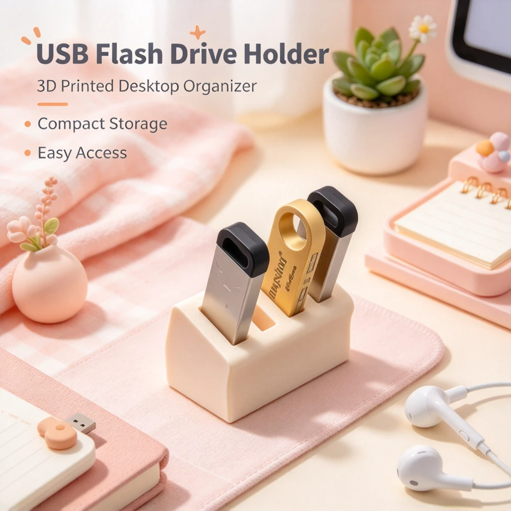 1/3 Pcs Desktop Organizer USB Drive Storage Box 4 Slot Flash Drive Organizer Dustproof Anti Lost Space Saving For Office Home