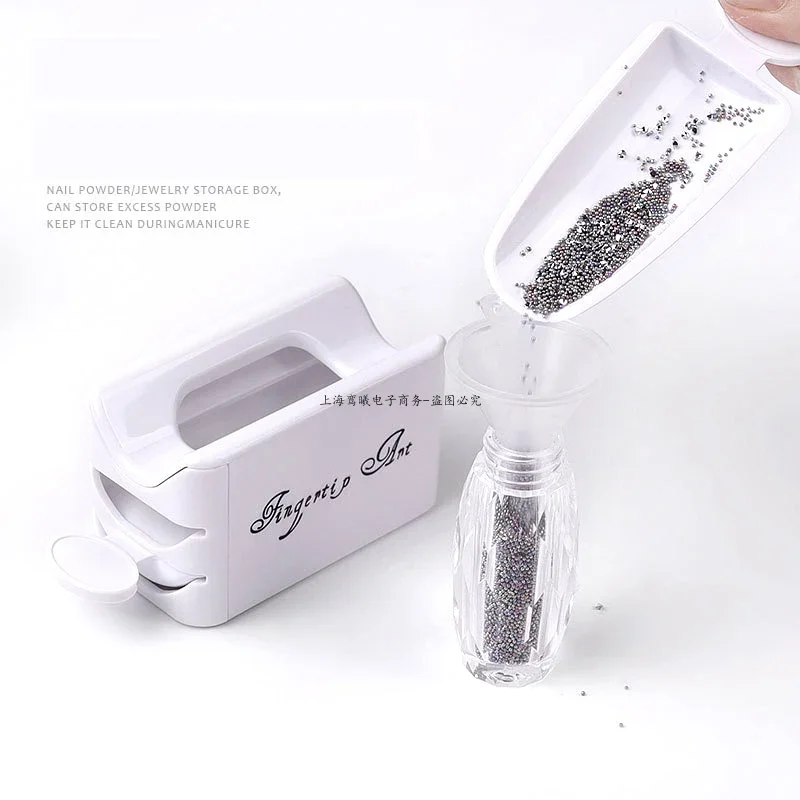 Nails Art Glitter Powder Sequins Double Layer Manicure Tool Gems Decorations Recycling Box Storage Portable Containe Accessory