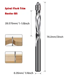 LIDIAO Spiral Flush Trim Router Bit Top Bearing CNC End Mill 1/4 Inch Shank Face Wood Milling Cutter Woodworking Tools