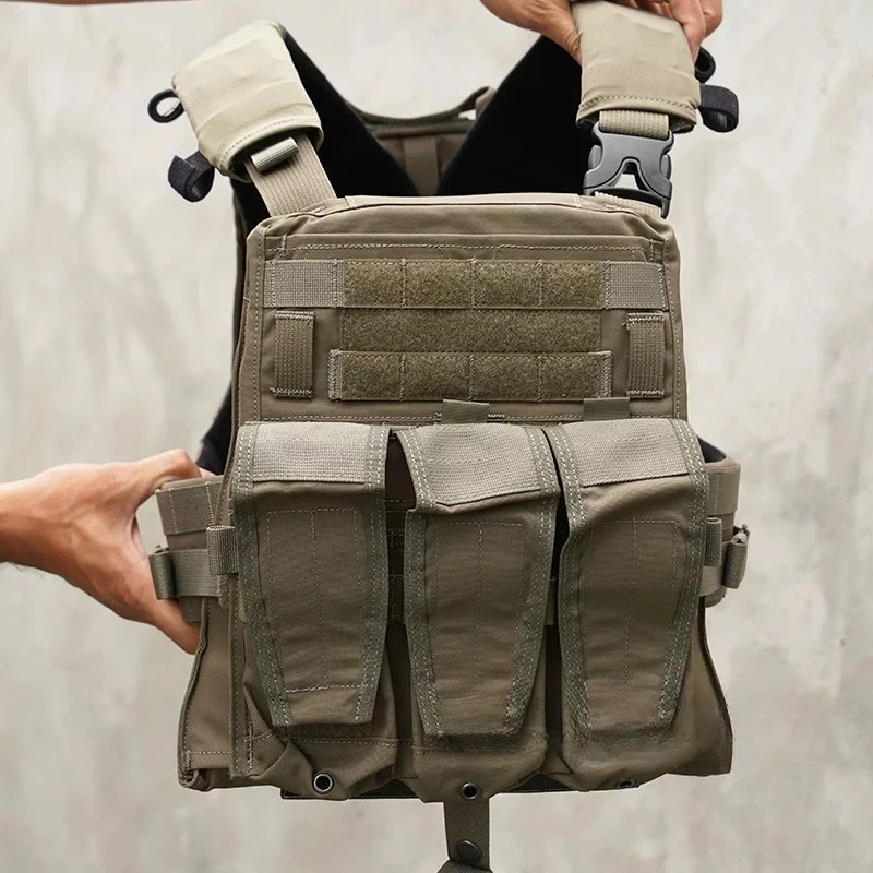 Military Fan Tactical Vest Front and Rear Plates with H Frame Flap Triple Set